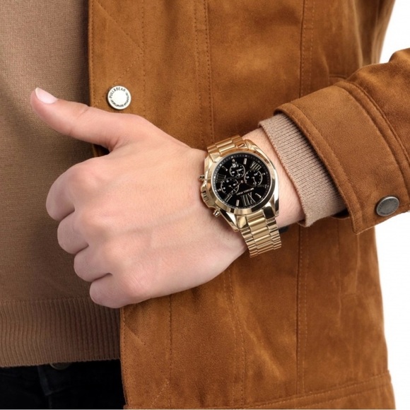 Michael Kors Oversized Bradshaw Unisex Watch Black Gold Stainless Steel MK5739 - Picture 3 of 15